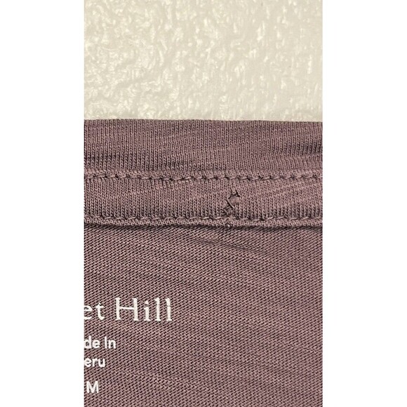 Garnet Hill Top Size Medium Blouson Sleeve Cropped Boxy Tee Mauve Pima Cotton - Picture 8 of 8